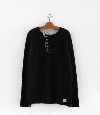  ANACHRONORM Clothing Tilted Henley Neck L/S T-Shirt [BLACK]