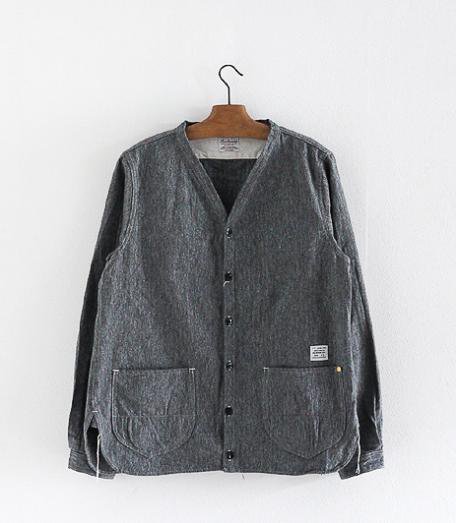  ANACHRONORM Clothing Twist Yarn Herringbone Shirts-cardigan [BLACK]