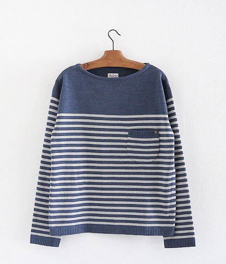  ANACHRONORM Clothing Border Boat Neck L/S Sweater [NAVY]