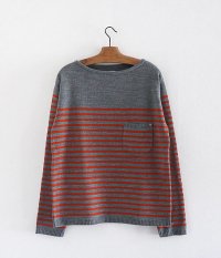  ANACHRONORM Clothing Border Boat Neck L/S Sweater [GRAY]