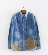  ANACHRONORM Reading Flat Fell Seam Denim Work Shirt [Hard Damaged]