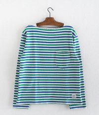  ANACHRONORM Clothing Border Boat Neck L/S T-Shirt [BLUE GREEN]