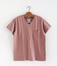  ANACHRONORM Clothing V Neck Pocket T-shirts [SALMON PINK]