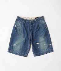  ANACHRONORM Clothing Denim Tuck Shorts Wide Fit [Hard Wash]