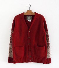  ANACHRONORM Clothing Shetland Jacquard Nordic Cardigan [RED]