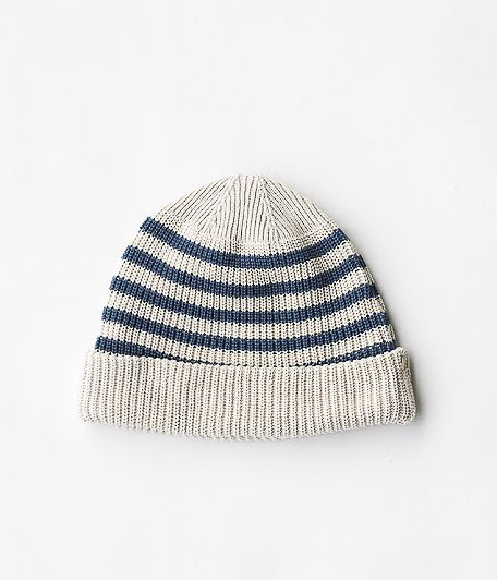  ANACHRONORM Clothing COTTON  Border Basic Knit Cap [OFF WHITEBLUE]