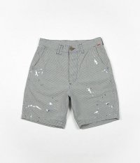  ANACHRONORM Clothing Damaged Indigo Stripe Work Trouser Shorts [Hard Wash]