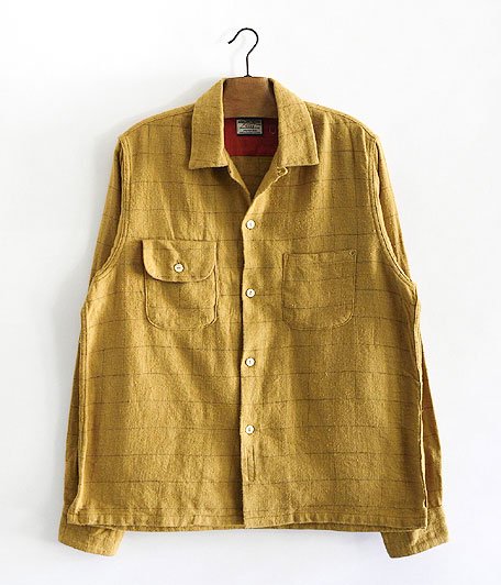  ANACHRONORM Reading Pin Check Open Collar Shirt [MUSTARD]