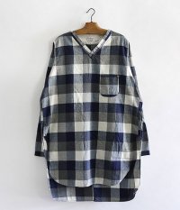  ANACHRONORM Clothing V Neck Flannel Check Long Shirt [BLUE]