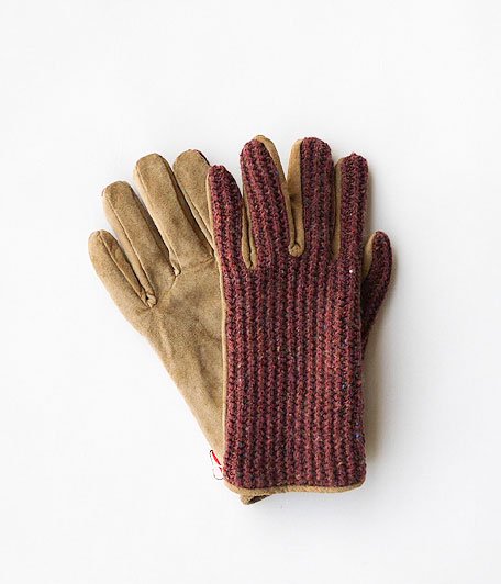  ANACHRONORM Clothing Suede Mix Knit Glove [WINE]
