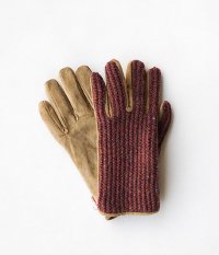  ANACHRONORM Clothing Suede Mix Knit Glove [WINE]