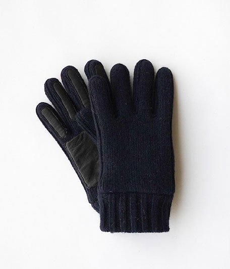 ANACHRONORM Clothing Leather Knit KUMA Glove [NAVY]