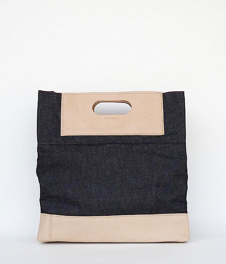 ANACHRONORM DENIM and LEATHER A4 Clutch Bag [INDIGO] - Fresh