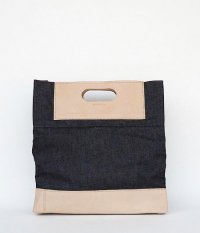  ANACHRONORM   DENIM and LEATHER A4 Clutch Bag [INDIGO]