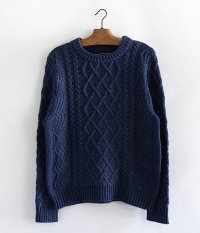  ANACHRONORM Indigo Cotton Aran Sweater [INDIGO]