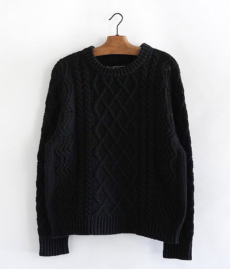  ANACHRONORM Cotton Aran Sweater [BLACK]