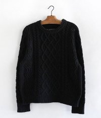  ANACHRONORM Cotton Aran Sweater [BLACK]