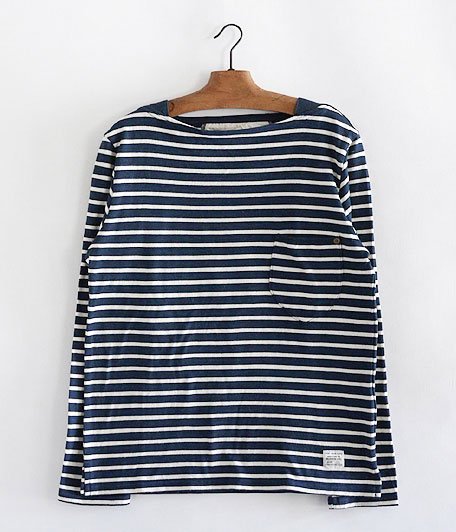  ANACHRONORM Border Jersey Boatneck L/S Tee [BLUE / WHITE]