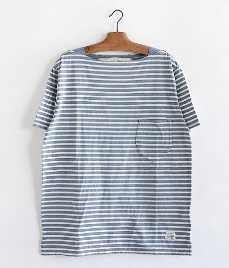  ANACHRONORM Border Jersey Boatneck S/S Tee [STEEL BLUE / WHITE]