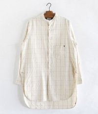  ANACHRONORM Viyella Praid Band Collar Pyjamas Shirts [OFF WHITE]