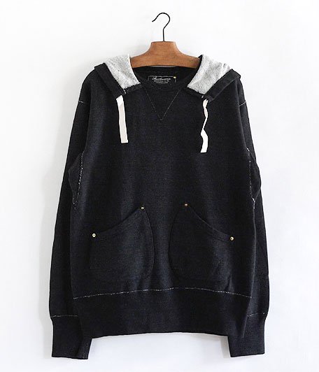  ANACHRONORM INDIGO Fleece Hooded Sweatshirt [BLACK INDIGO]