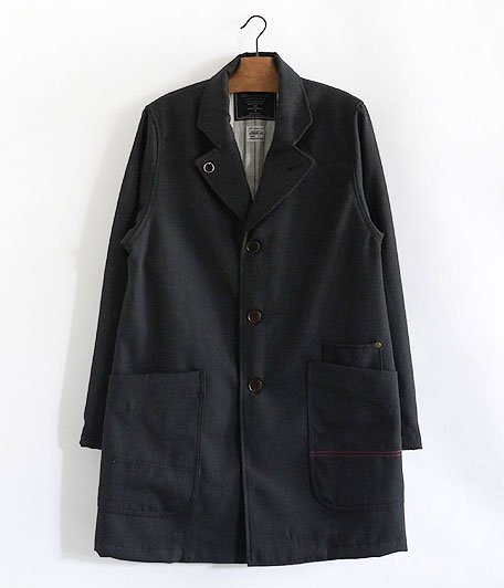  ANACHRONORM Wool Gabardine Work Chesterfield Coat [BLACK]