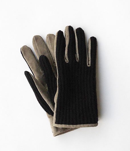  ANACHRONORM Suede Knit Mix Glove By ISLAND KNIT WORKS [BLACK]