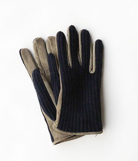  ANACHRONORM Suede Knit Mix Glove By ISLAND KNIT WORKS [NAVY]