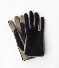  ANACHRONORM Suede Knit Mix Glove By ISLAND KNIT WORKS [NAVY]