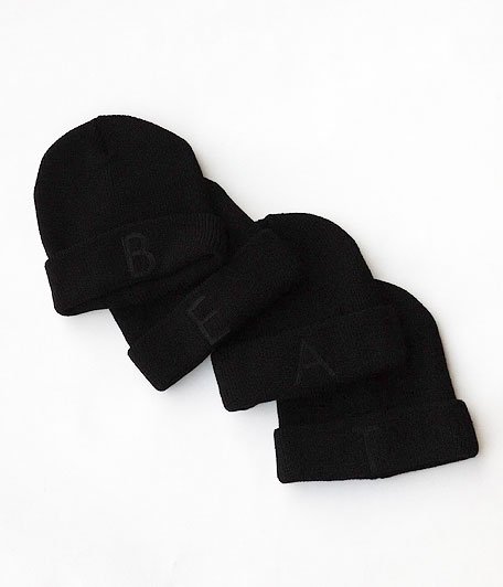  ANACHRONORM BEAT Initial Knit Cap By DECHO [BLACK / BLACK WAPPEN]