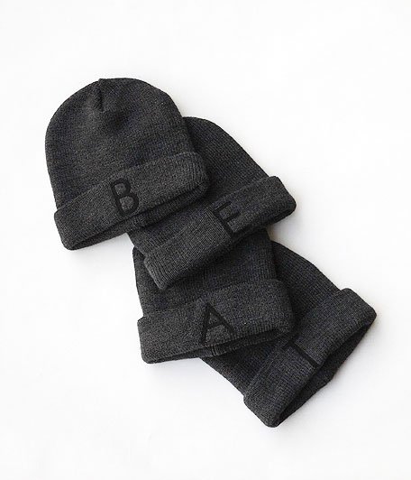  ANACHRONORM BEAT Initial Knit Cap By DECHO [CHARCOAL TOP/ BLACK WAPPEN]