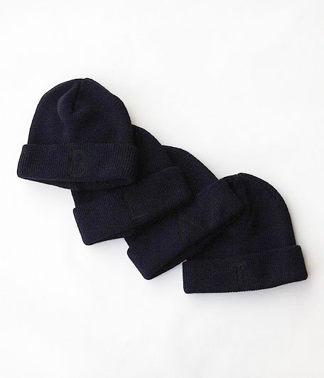  ANACHRONORM BEAT Initial Knit Cap By DECHO [INK BLUE/ BLACK WAPPEN]