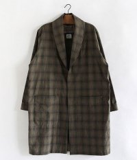  ANACHRONORM Ombre Plaid Shawl Collar Shirt-Gawn [GREEN]