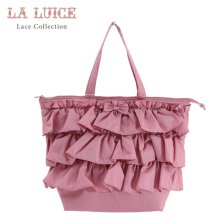 LALUICE/フリル飾り/ソフト軽量・トートバッグ/ピンク