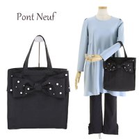 Pont Neuf・ポンヌフ/リボンデザイン・パール飾り/サイドバッグ/ブラック