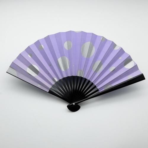 江戸扇子 女持ち 黒塗 銀 水玉 パープル- 伝統工芸 職人のワザ