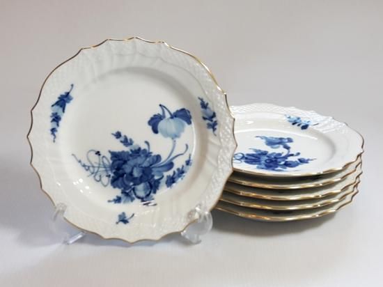 ロイヤルコペンハーゲン プレート□ブルーフラワー カーブ 金彩