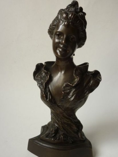 アールヌーヴォー調 アンティーク 銅像 ブロンズ像 女性像 テーブル 