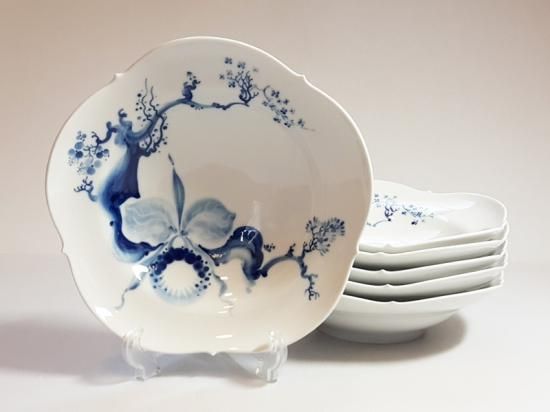 マイセン ブルーオーキッド スーププレート深皿 マイセン プレート□ブルーオーキッド スーププレート 皿 蘭 6枚セット