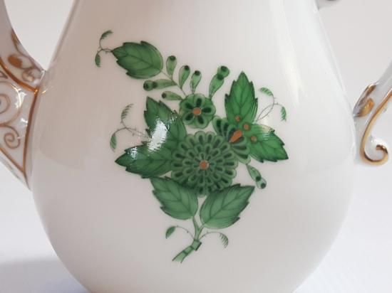 ヘレンド セット□アポニー グリーン コーヒーポット シュガー