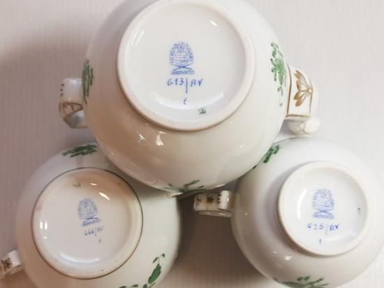 ヘレンド セット□アポニー グリーン コーヒーポット シュガー