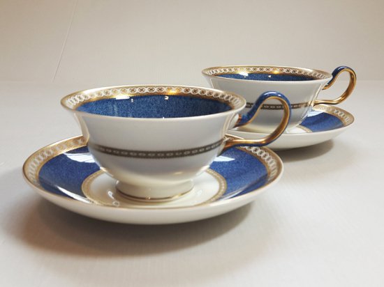 ウェッジウッド カップ＆ソーサー□ユーランダーパウダー ブルー ティーC&S 2客セット WEDGWOOD 1級品 1 - アンティーク  ヴィンテージの高級クリスタル 陶磁器｜グラスクラシック