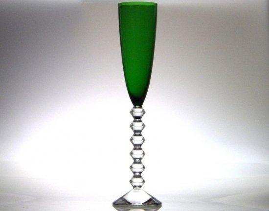 バカラ シャンパングラス ベガ フォルテッシモ シャンパンフルート グリーン 緑 クリスタル 29cm Vega - アンティーク