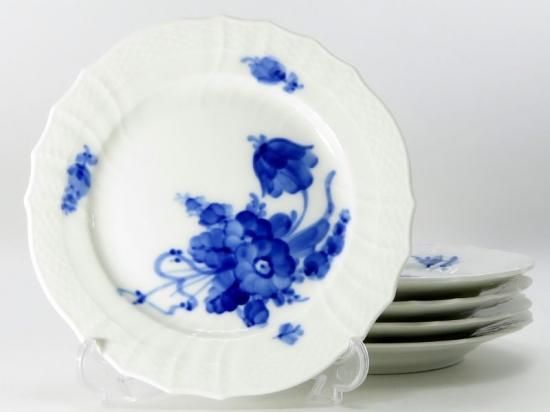 ロイヤルコペンハーゲンブルーフラワーサラダ、デザートプレート５枚 ロイヤルコペンハーゲン プレート□ブルーフラワー カーブ デザート
