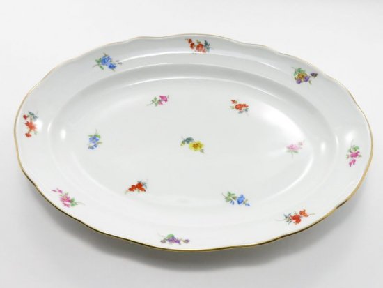 マイセン プレート　飾り皿　1級品 散らし小花 金彩　28cm大皿1958年頃