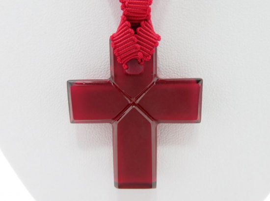 バカラ ネックレス ○ クロス 十字架 レッド 赤 ペンダント ビジュー