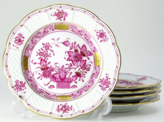 ヘレンド プレート□インドの華 ピンク ミニプレート 5枚セット 小皿 