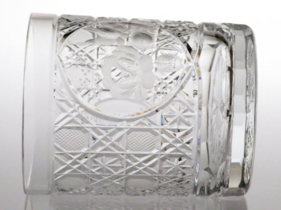 マイセンクリスタル グラス フラワー エングレーヴィング ロックグラス 9.5cm 花柄 マイセン Meissen - アンティーク