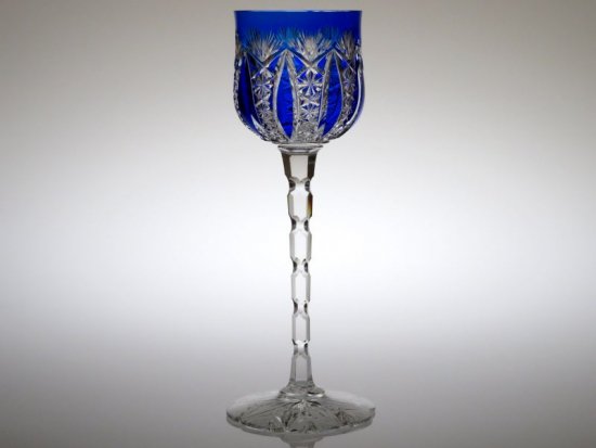バカラ グラス コンデ ワイン グラス 最高級モデル 被せ ブルー 青 多様カット 21cm 超希少品 少し訳あり Conde