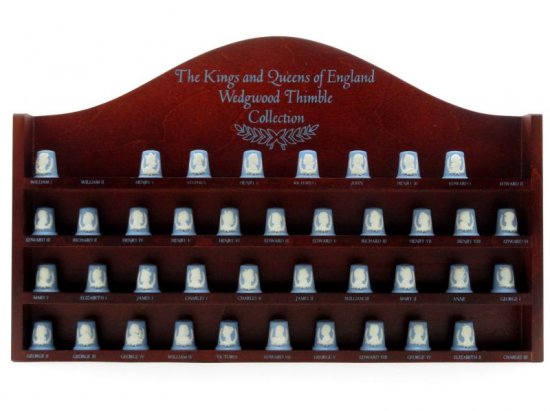 ウェッジウッド セット■The Kings & Queens of England 指ぬき 指貫 39個 専用木製ラック セット ジャスパー シンブル  コレクション - アンティーク ヴィンテージの高級クリスタル 陶磁器｜グラスクラシック